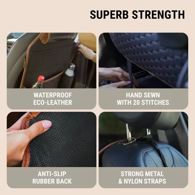 Back of Car Seat Organizer  |  “Hexy” by Owleys in detail - image 1 (product view)