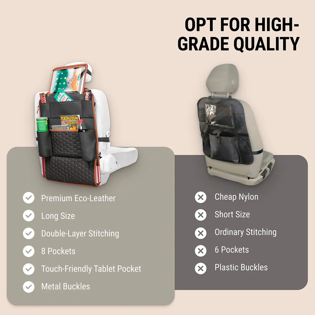 Detailed look at Back of Car Seat Organizer  |  “Hexy” by Owleys - image 4 (product view)