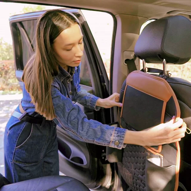 Back of Car Seat Organizer  |  “Hexy” by Owleys in detail - image 6 (product view)