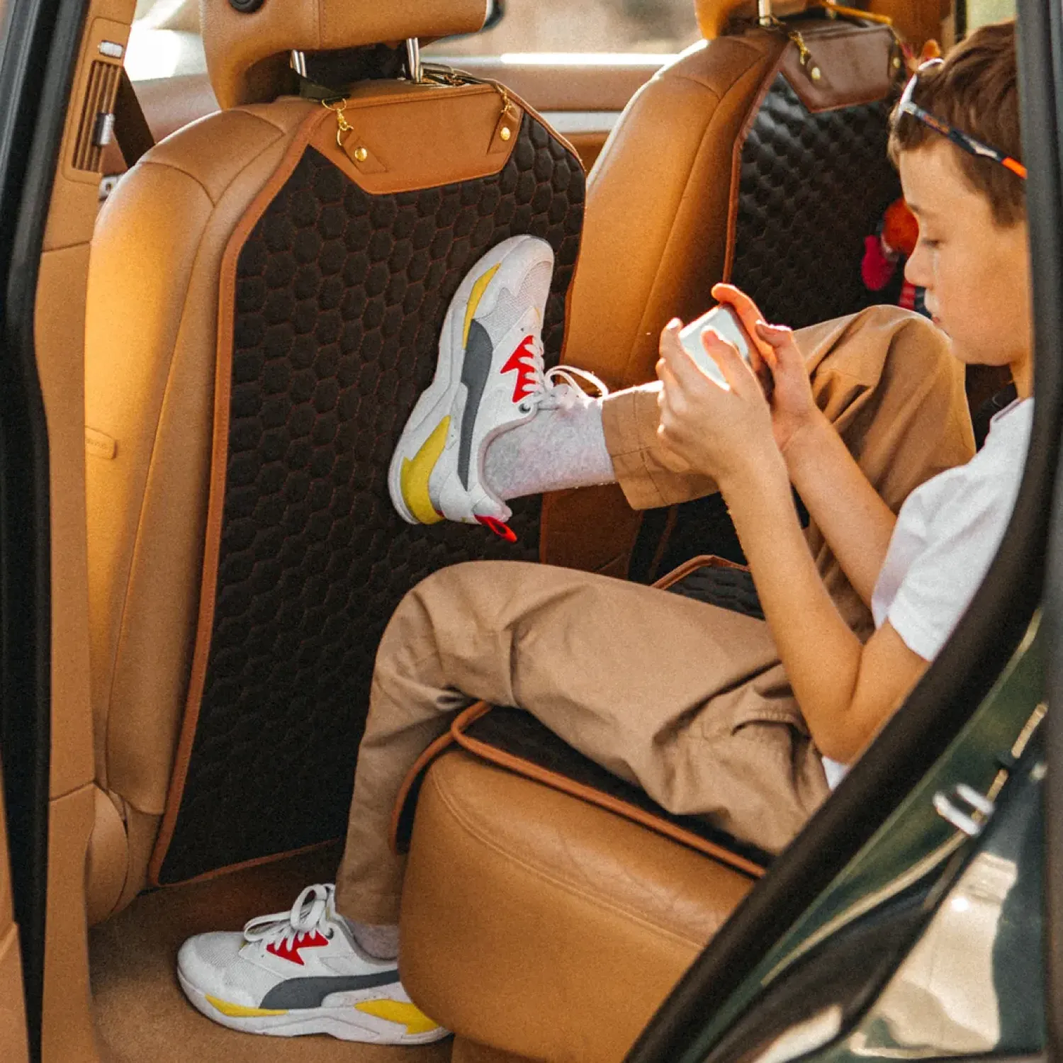 Car Seat Back Protector  |  “Hexy” by Owleys