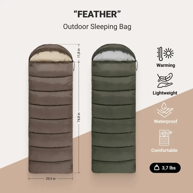 Hiking Sleeping Bag  |  “Feather” by Owleys in detail - image 1 (product view)