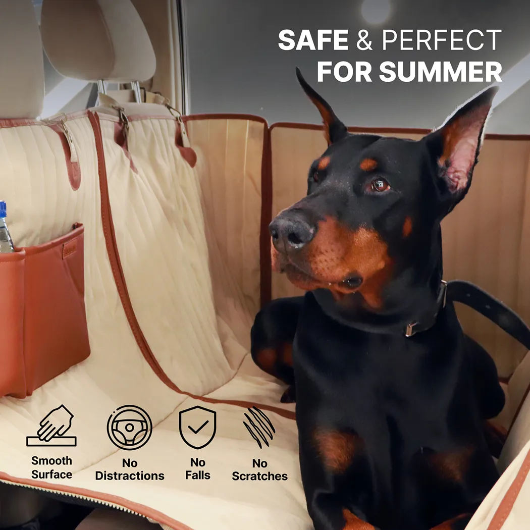 Close-up of Sturdy Car Dog Hammock  |  Beige “Travel Buddy Mk. II” by Owleys - view 2 (product view)