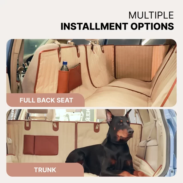 Detailed look at Sturdy Car Dog Hammock  |  Beige “Travel Buddy Mk. II” by Owleys - image 4 (product view)