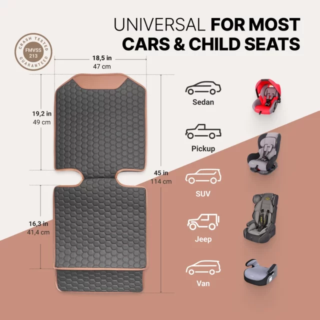 Close-up of Car Seat Protector Mat  |  “Hexy” by Owleys - view 2 (product view)