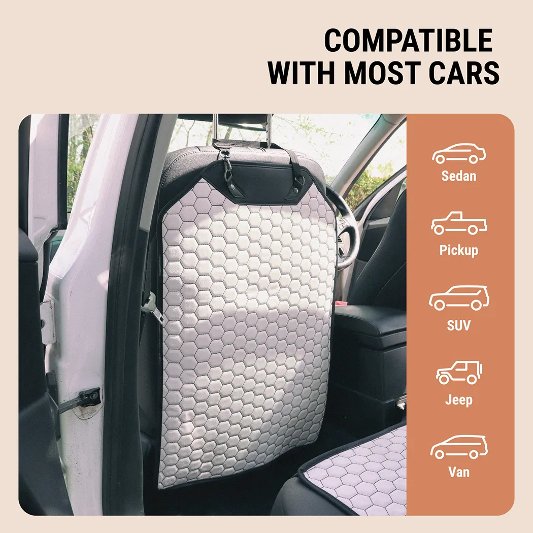 Seat Cover for Back Seat of Car  |  “White Hexy” by Owleys product image 3 (product view)