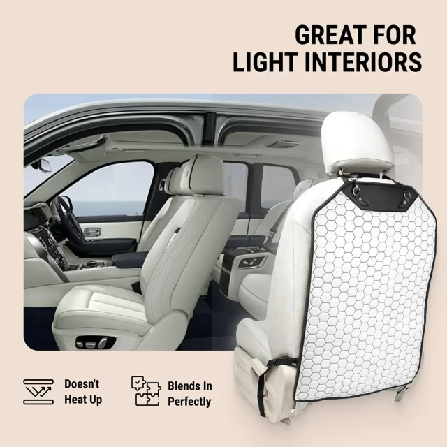 Detailed look at Seat Cover for Back Seat of Car  |  “White Hexy” by Owleys - image 4 (product view)