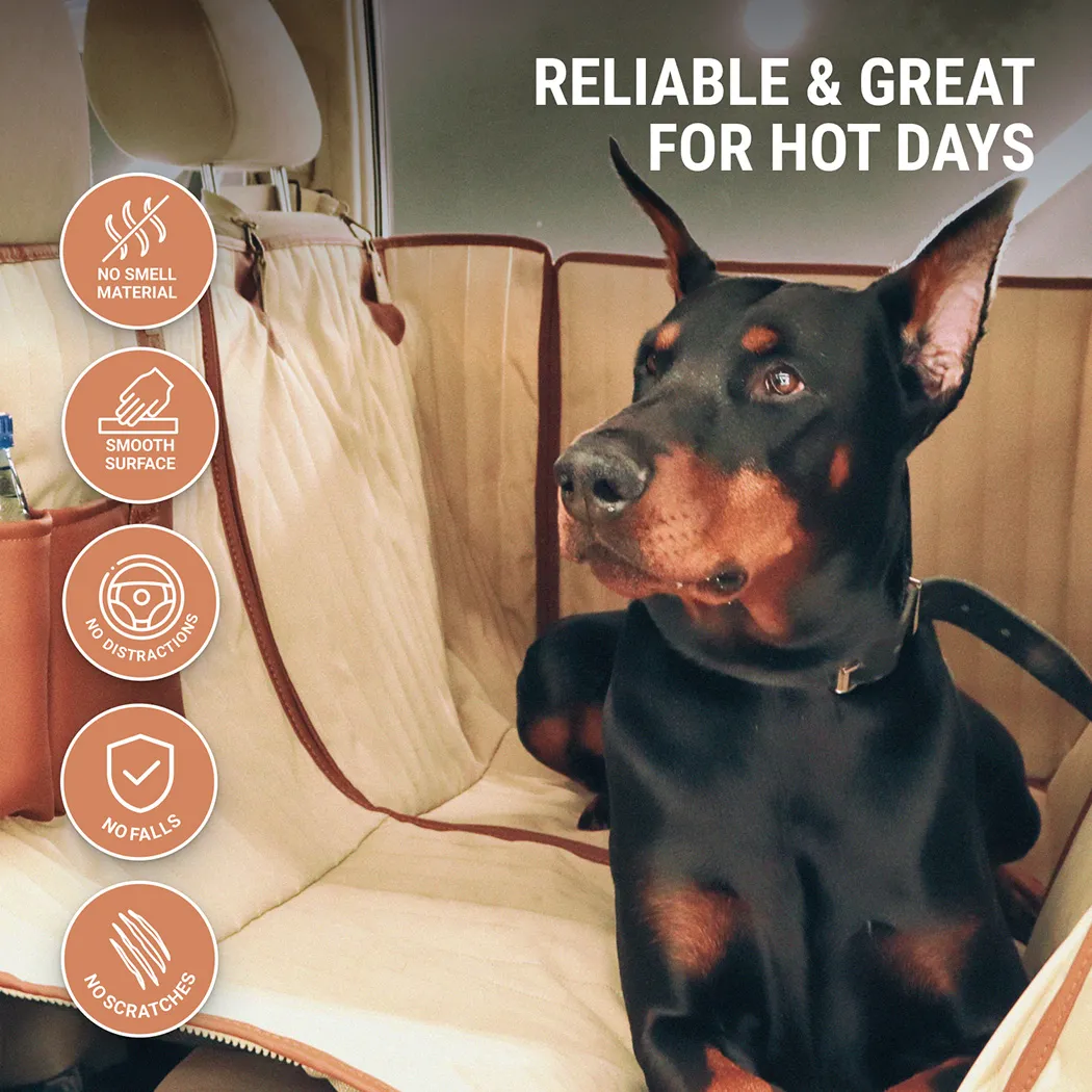 Close-up of Dog Auto Hammock  |  Beige “Travel Buddy Mk. II” by Owleys - view 2 (product view)