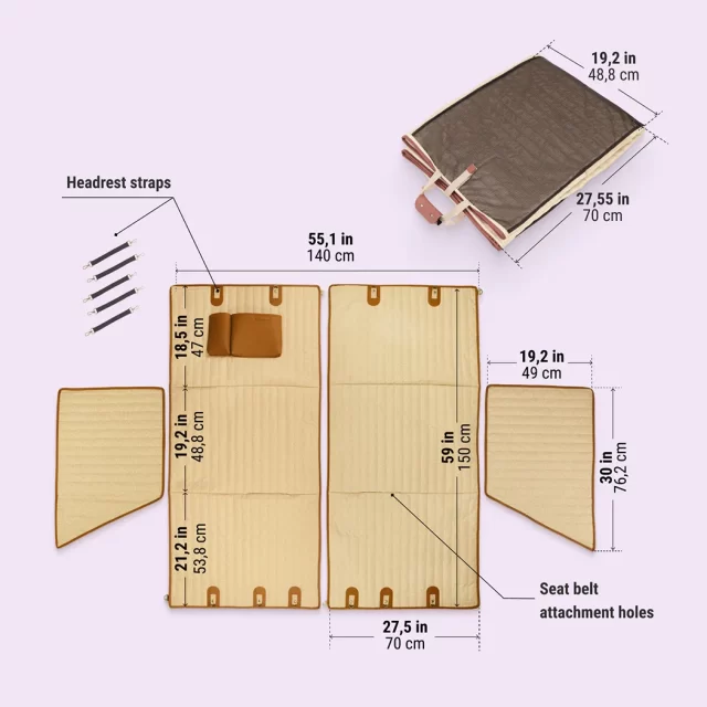 Back Seat Cover for Dogs  |  Beige “Travel Buddy Mk. II” by Owleys in detail - image 6 (product view)