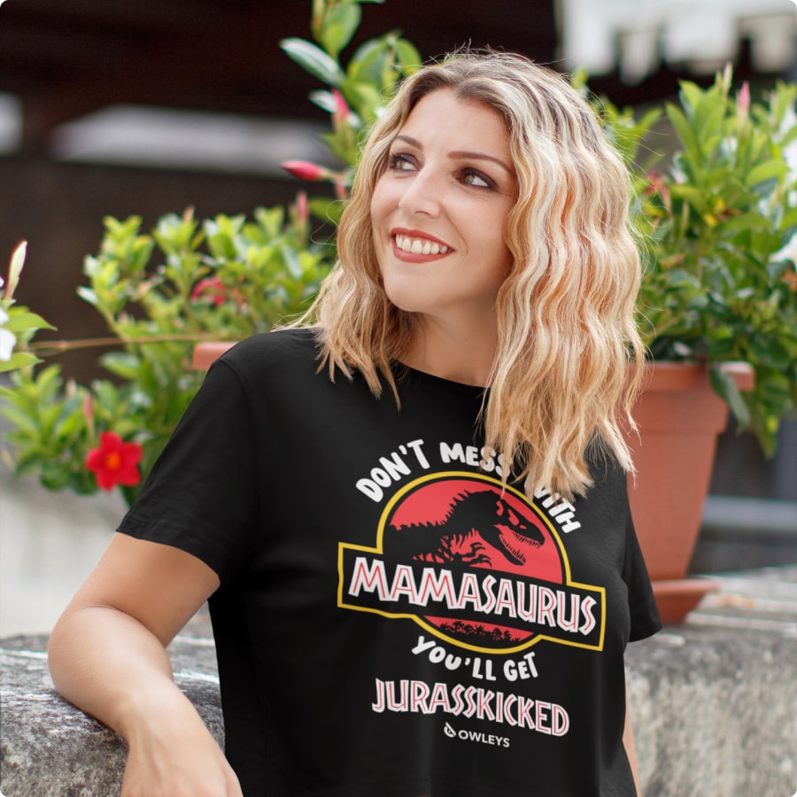 Don’t Mess with Mamasaurus Cropped T-Shirt – Mother’s Day T-Shirt – Tee Shirt for Mom - View 6