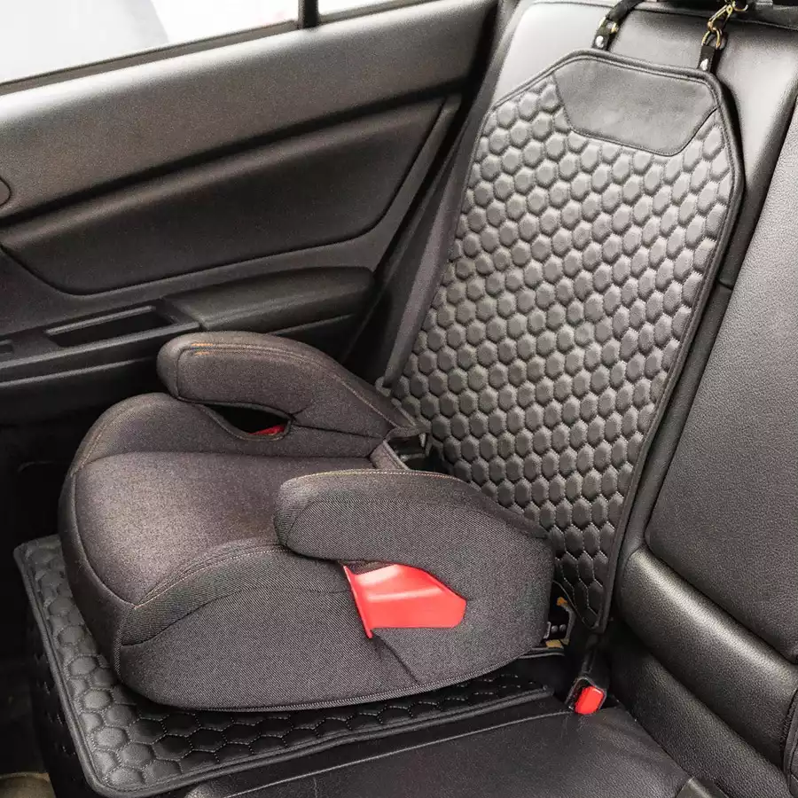 Black Hexy Car Seat Protector & Car Kick Mat Set  |  Owleys - View 2