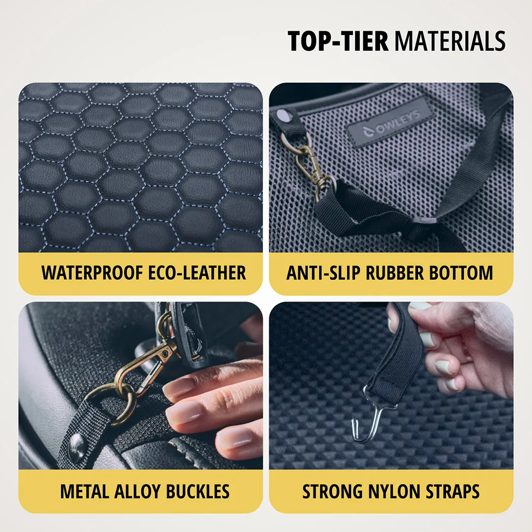 Seat Protector for Back of Seat  |  “Black Hexy” by Owleys in detail - image 1 (product view)