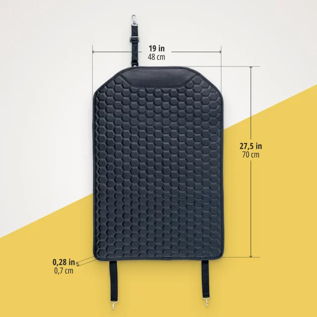 Seat Protector for Back of Seat  |  “Black Hexy” by Owleys in detail - image 6 (product view)