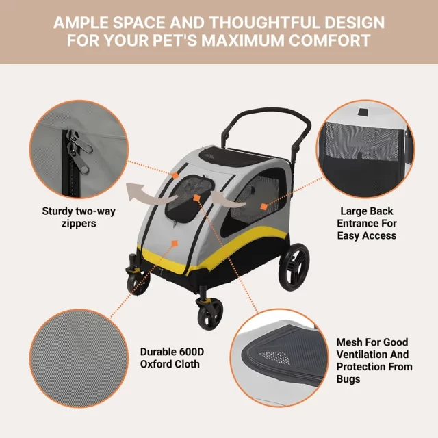 Pet Stroller For Large Dogs  |  “Mighty Mover” by Owleys in detail - image 6 (product view)