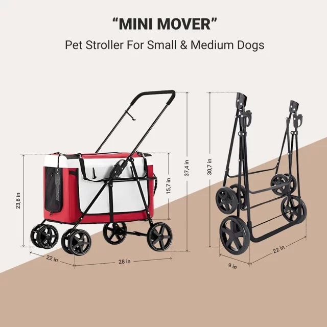 Pet Stroller For Small & Medium Dogs  |  “Mini Mover” by Owleys in detail - image 1 (product view)