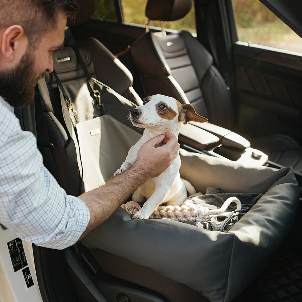 Image of Dog Car Seat  |  Gray “Pup Spot” by Owleys - view 0 (product view)