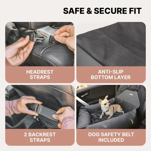 Dog Car Seat  |  Gray “Pup Spot” by Owleys in detail - image 1 (product view)