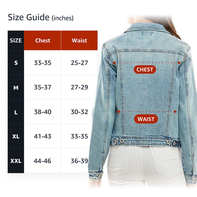 Ladies Casual Denim Jacket – “Mountain Awaits” – Travel Print – Washed Blue product image 3 (product view)