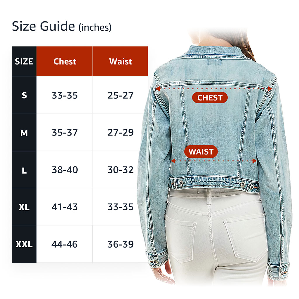 Cropped Ladies Denim Jacket – “Mountains Are Calling” – Nature Print – Washed Blue - View 4