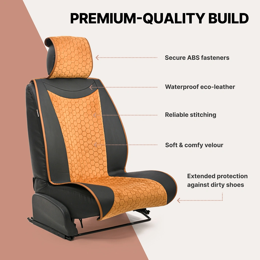 Car Seat Cover Set  |  Tan “Hexy” by Owleys - View 3