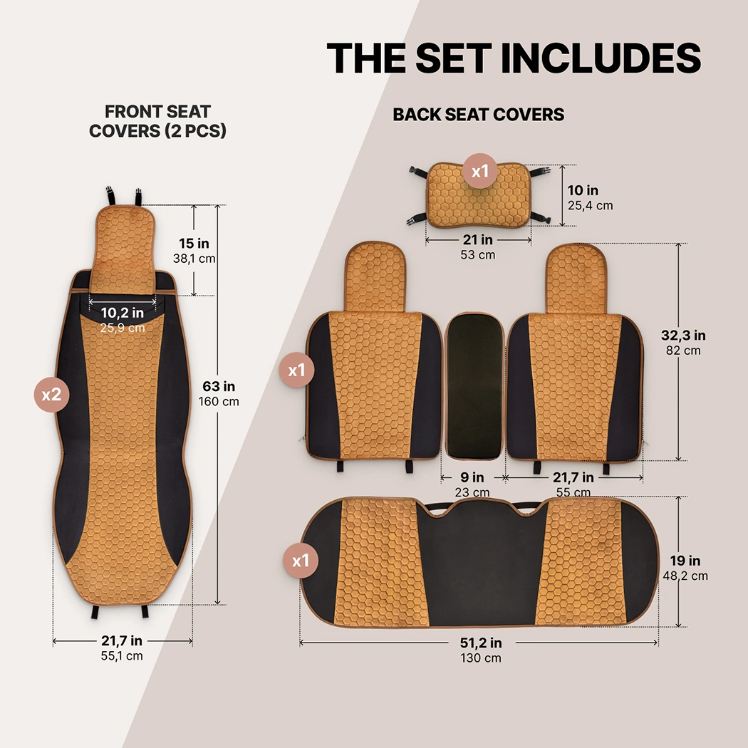 Car Seat Cover Set  |  Tan “Hexy” by Owleys in detail - image 6 (product view)