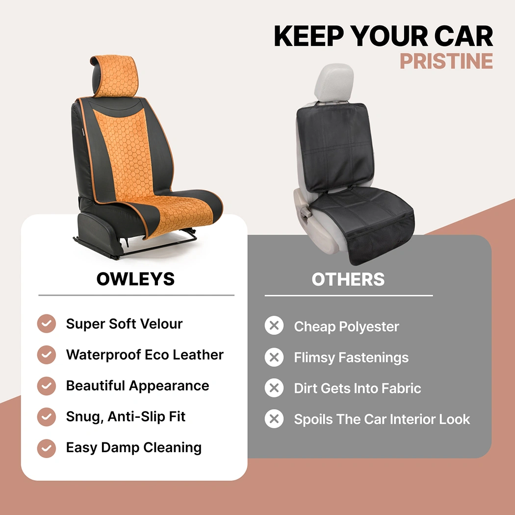 Car Seat Cover Set  |  Tan “Hexy” by Owleys - View 8