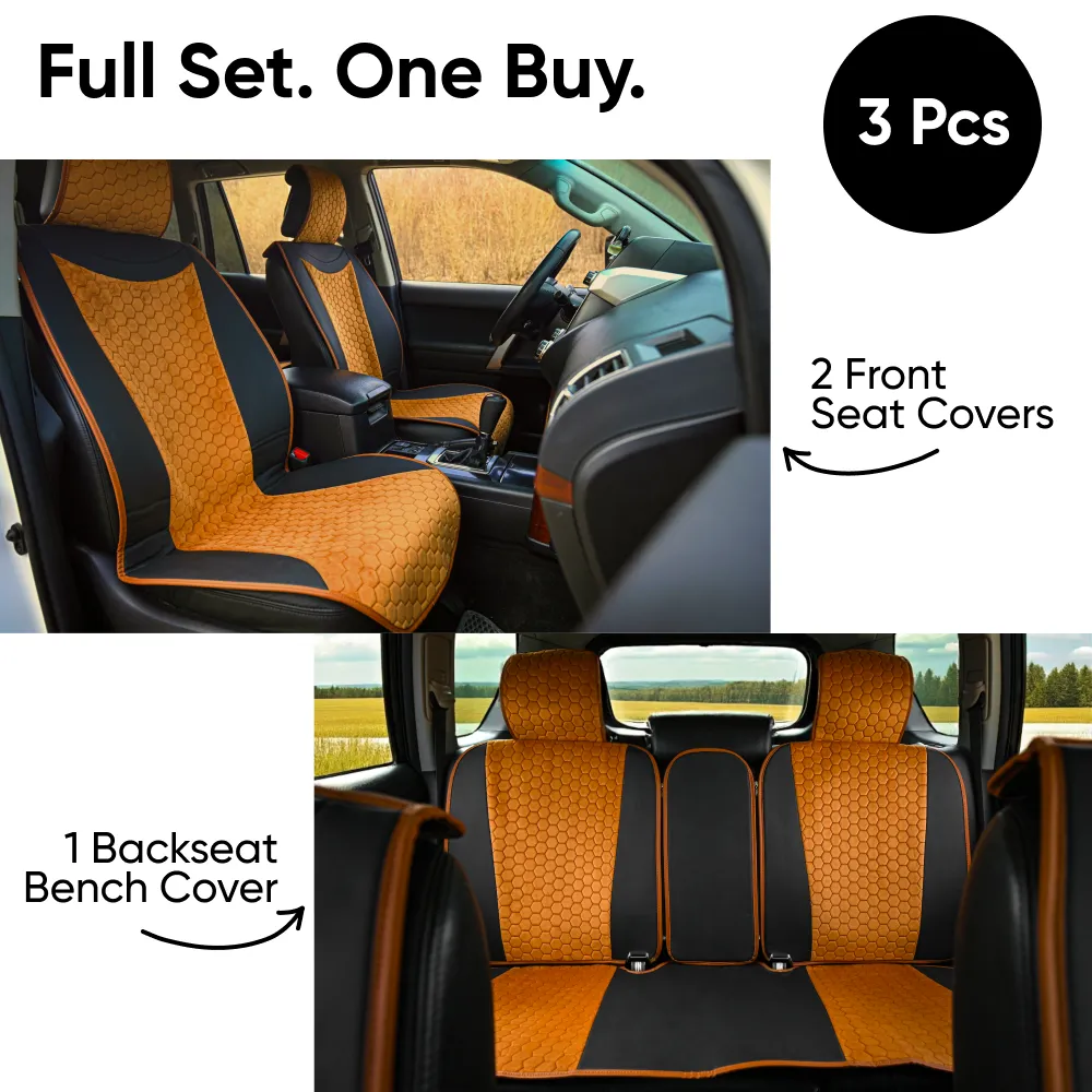 Full Set Car Seat Covers (3 Pcs)  |  Hexy “Tan” Edition by Owleys - View 3
