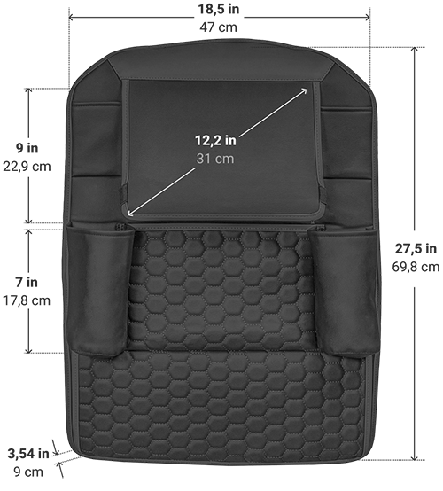 Black Hexy Car Seat Organizer Size