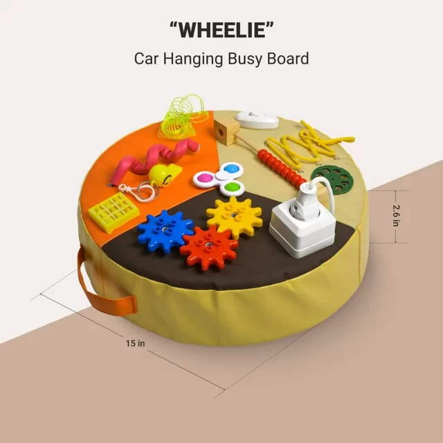 Travel Busy Board For Kids  |  “Wheelie” by Owleys in detail - image 1 (product view)