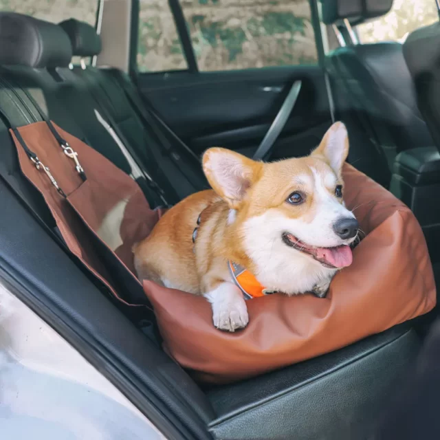 Detailed look at Dog Car Seat  |  Tan Brown “Pup Spot” by Owleys - image 9 (product view)