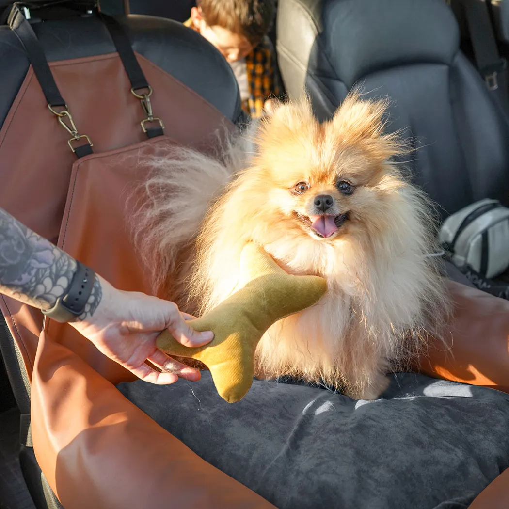 Image of Dog Car Seat  |  Tan Brown “Pup Spot” by Owleys - view 10 (product view)