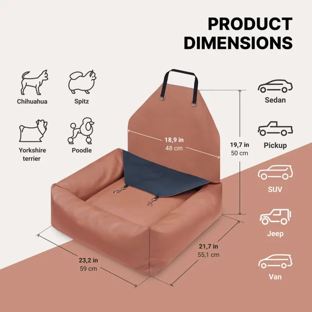 Image of Dog Car Seat  |  Tan Brown “Pup Spot” by Owleys - view 5 (product view)