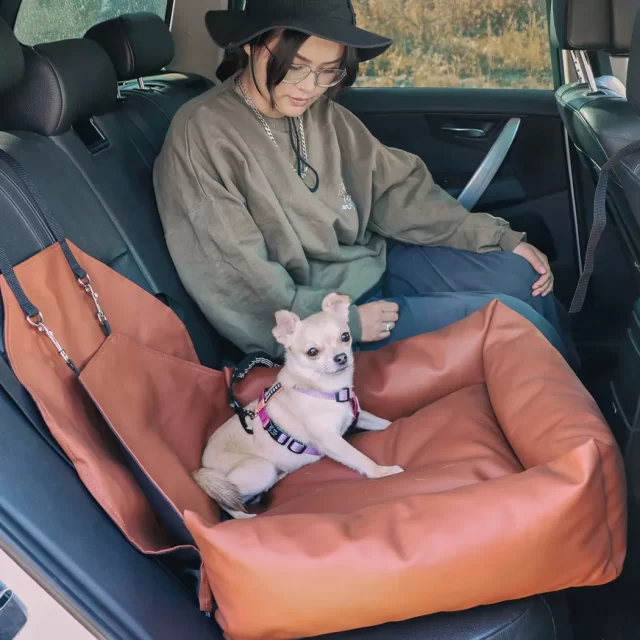 Dog Car Seat  |  Tan Brown “Pup Spot” by Owleys product image 8 (product view)