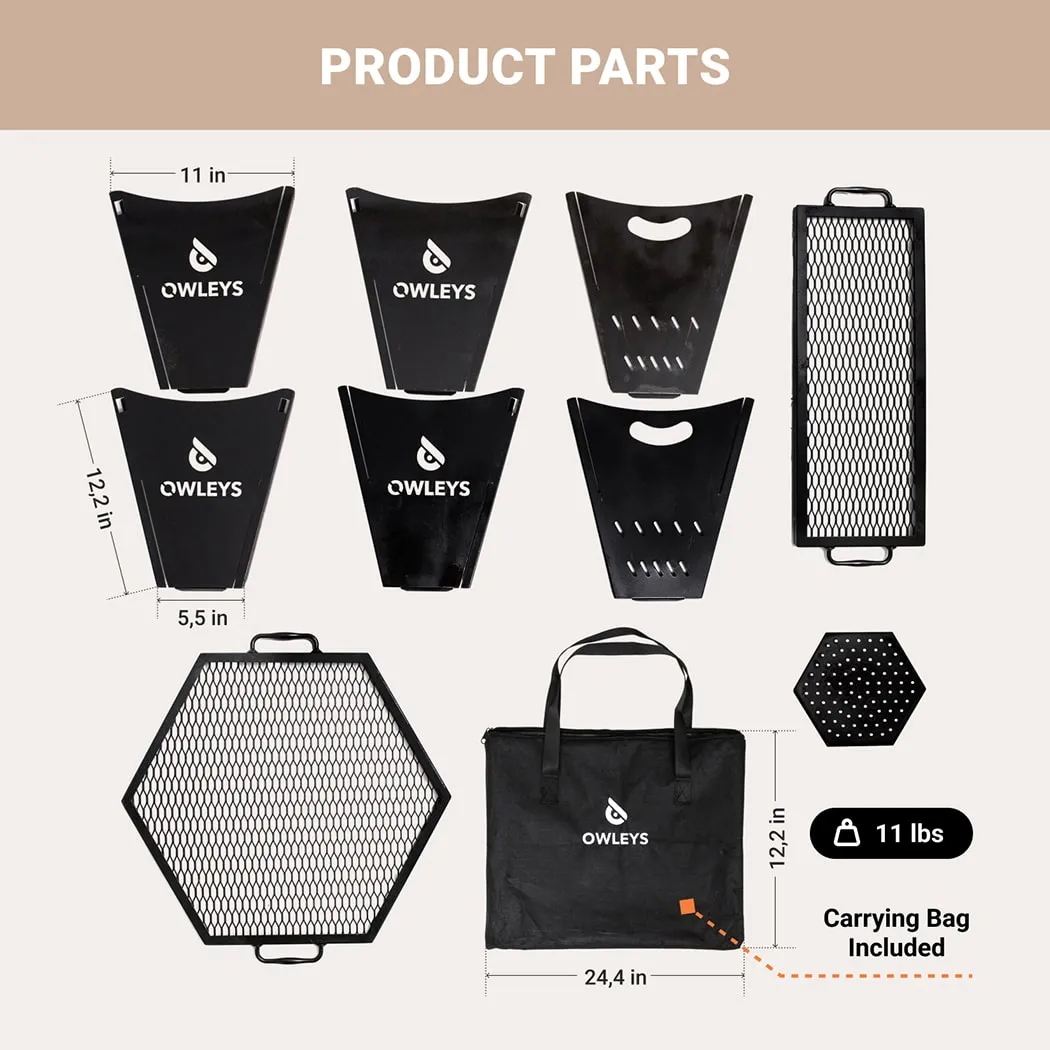 Close-up of Portable Bonfire Pit “Flare” Owleys - view 2 (product view)