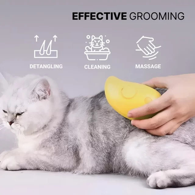 Pet Steam Grooming Brush  |  “Vapor” by Owleys in detail - image 1 (product view)