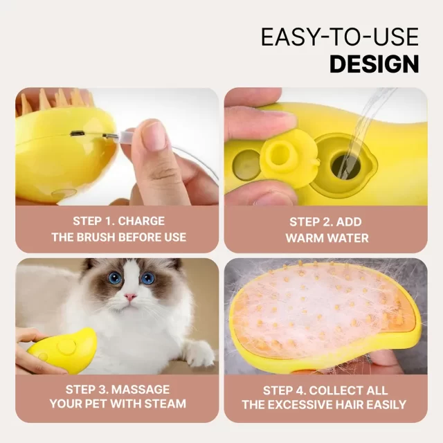 Pet Steam Grooming Brush  |  “Vapor” by Owleys product image 3 (product view)