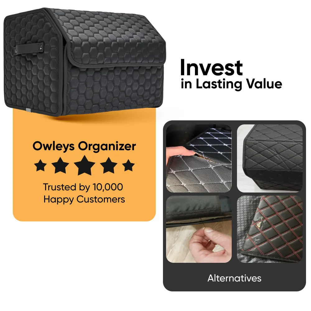 Car Trunk Organizer  |  21.6 in  – Black “Hexy” by Owleys - View 9