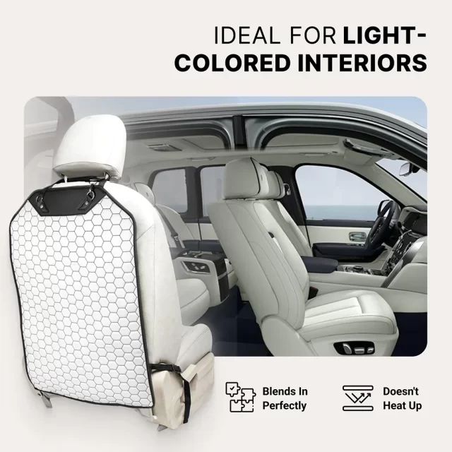 Car Seat Back Protector  |  White “Hexy” by Owleys product image 3 (product view)