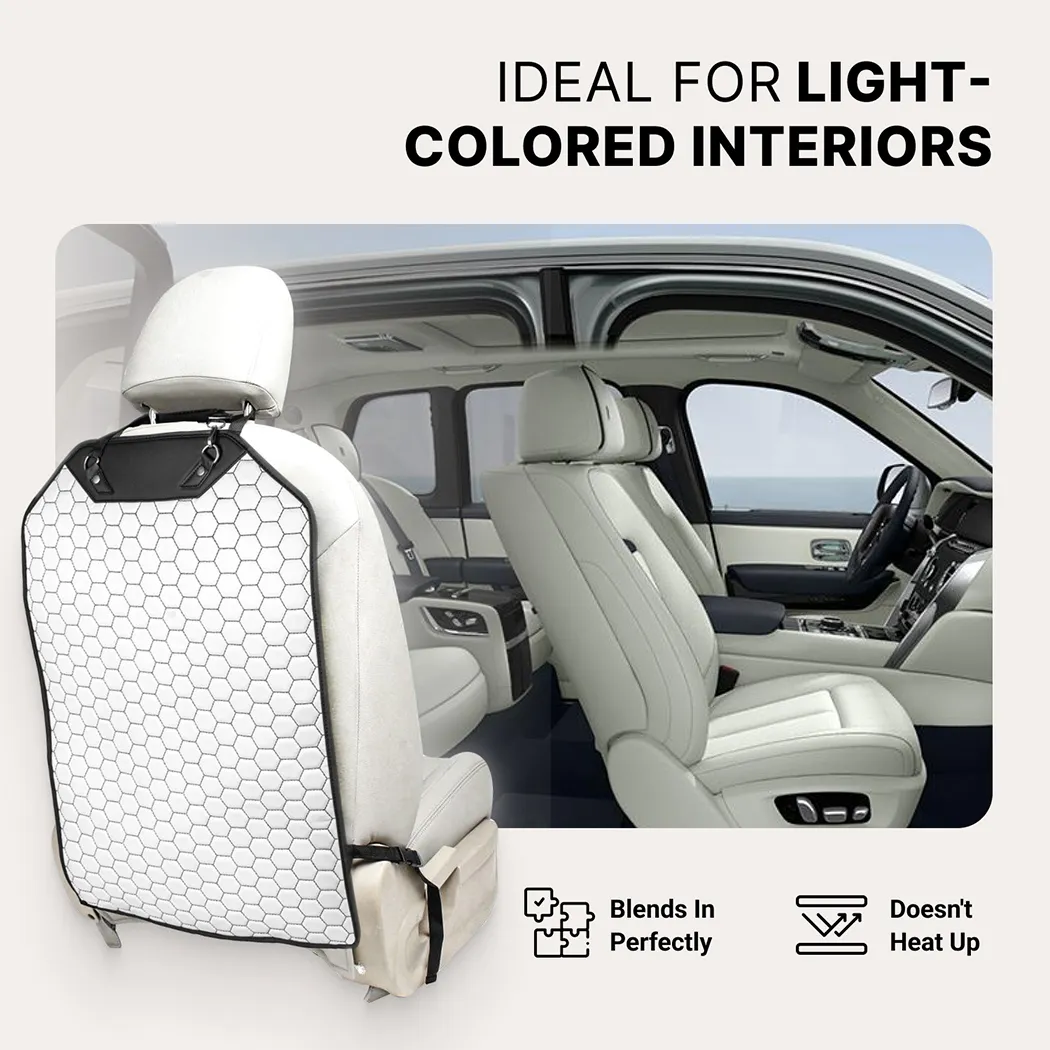 Car Seat Back Protector  |  White “Hexy” by Owleys - View 4