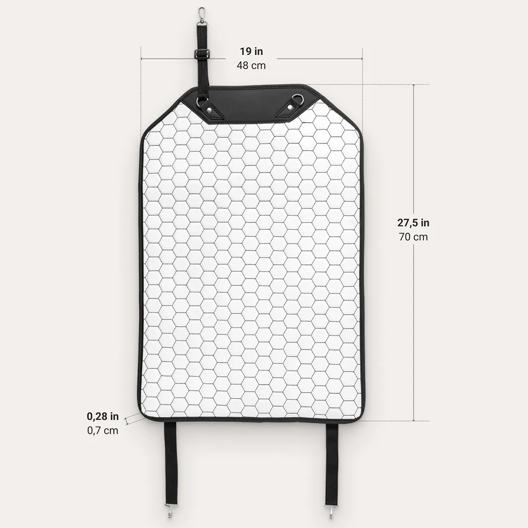 Car Seat Back Protector  |  White “Hexy” by Owleys product image 8 (product view)