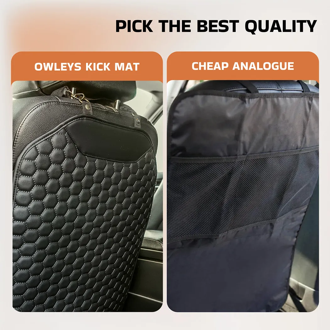 Image of Back of Seat Cover   |  “Black Hexy” by Owleys - view 5 (product view)