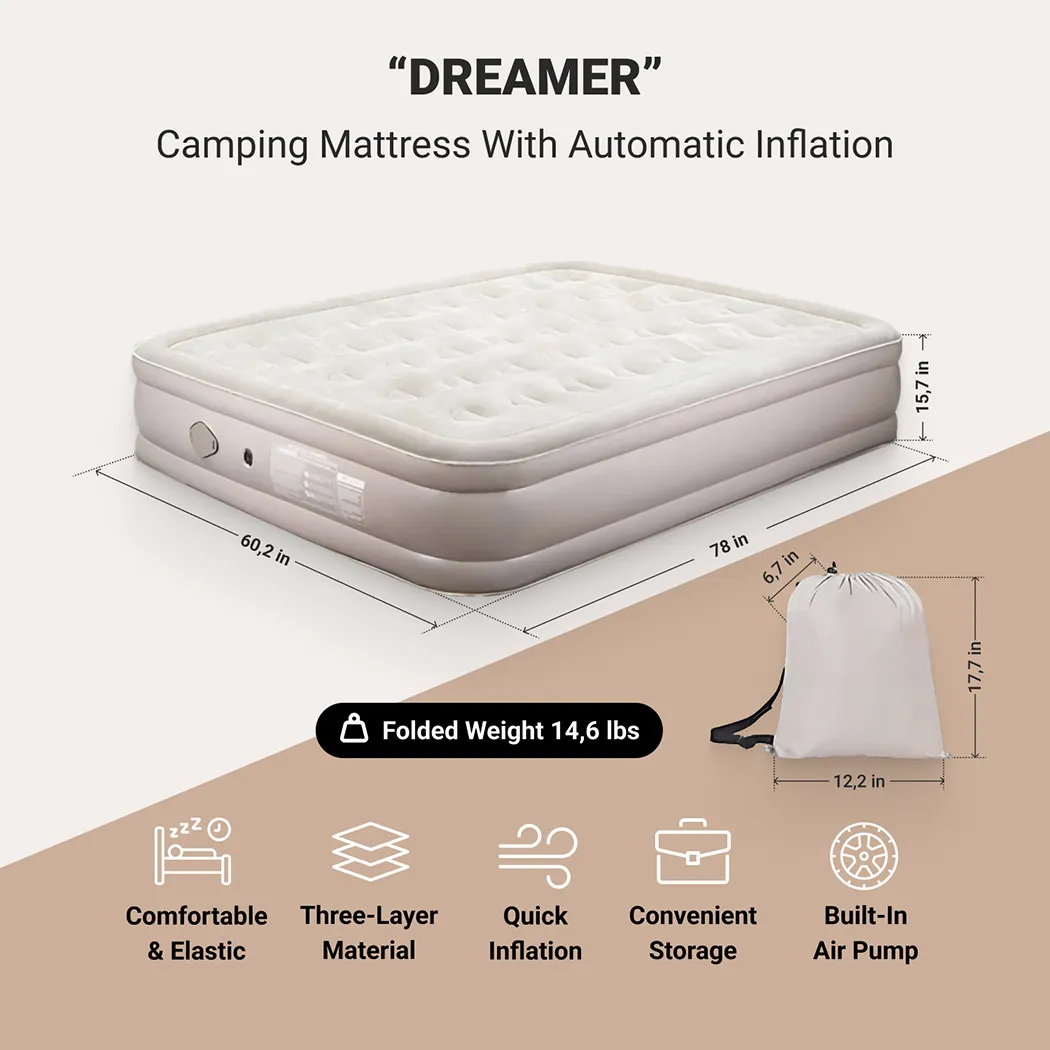 Camping Air Mattress, 1/2 Person Air Bed  |  Double “Dreamer” by Owleys - View 2