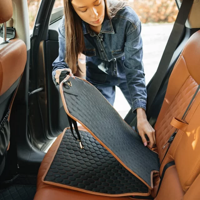 Car Seat Protector Mat  |  “Hexy” by Owleys in detail - image 6 (product view)