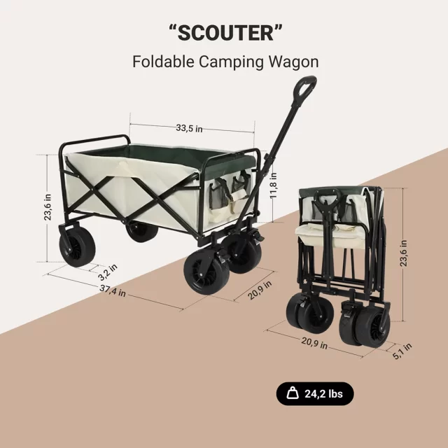 Camping Wagon Cart, Foldable Cart With Wheels  |  “Scouter” by Owleys in detail - image 1 (product view)