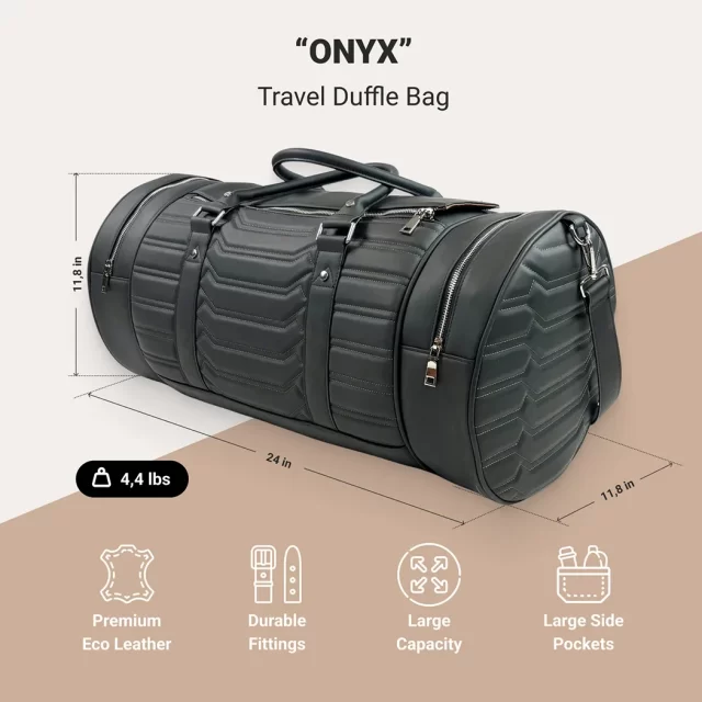 Travel Duffle Bag  |  “Onyx” by Owleys in detail - image 1 (product view)