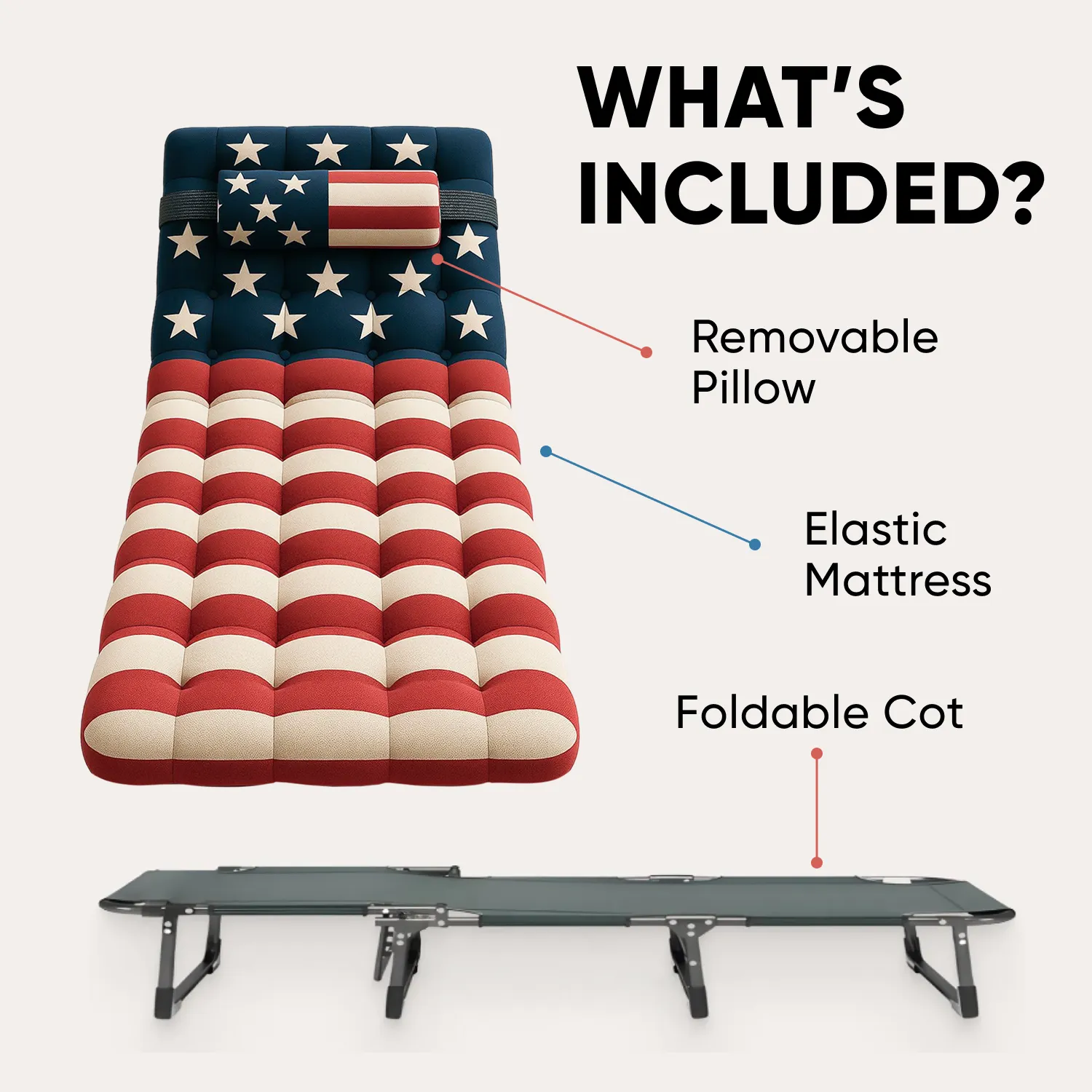 Portable Bed Cot for Adults | “Patriot” by Owleys - View 4