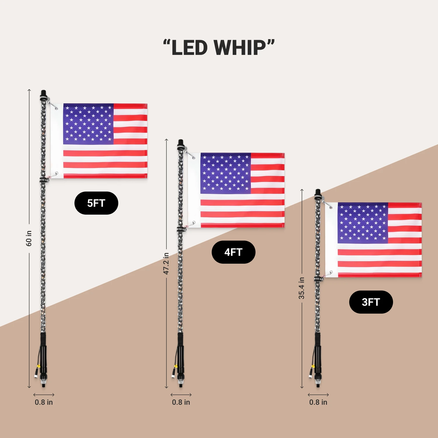 LED Whip Lights With Flags  |  Owleys in detail - image 1 (product view)