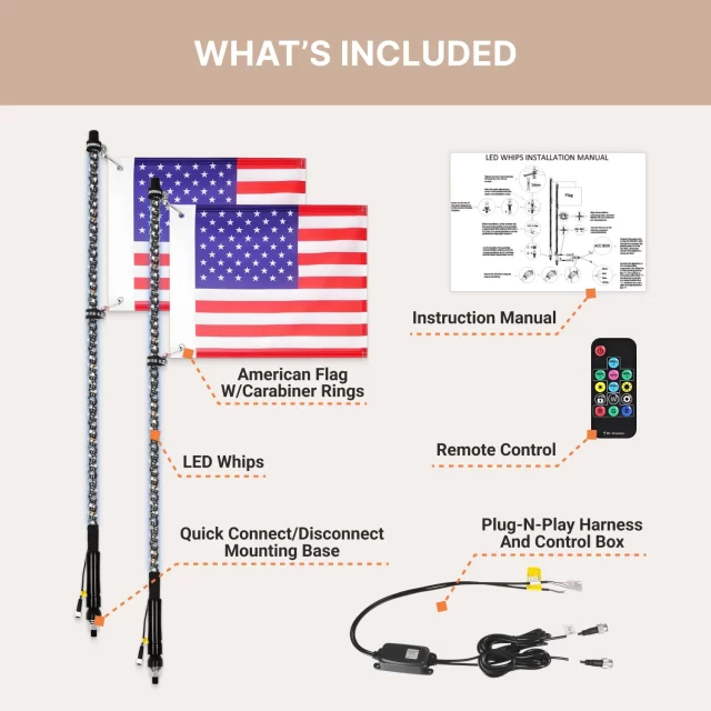 Close-up of LED Whip Lights With Flags  |  Owleys - view 2 (product view)