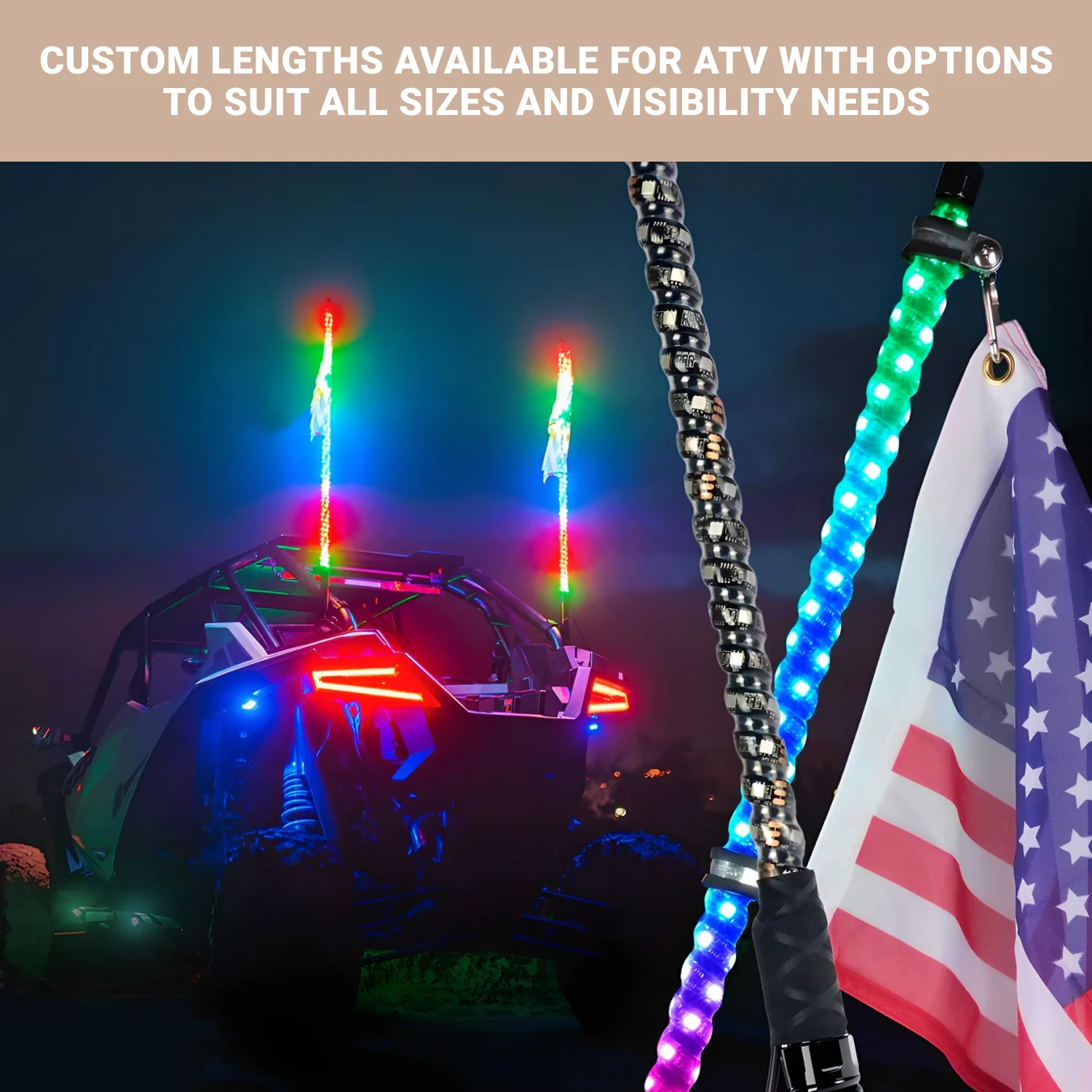 Image of LED Whip Lights With Flags  |  Owleys - view 10 (product view)