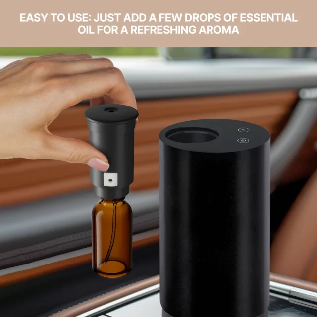 Waterless Car Diffuser for Essential Oils – Cordless Battery Operated Aromatherapy Diffuser – No Leakage in detail - image 1 (product view)