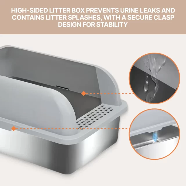 Detailed look at Stainless Steel Cat Litter Box  |  Perfect for Big Cats - image 4 (product view)